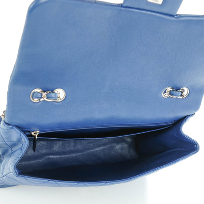Chanel Washed Caviar Quilted Jumbo Single Flap Blue 5 of 8