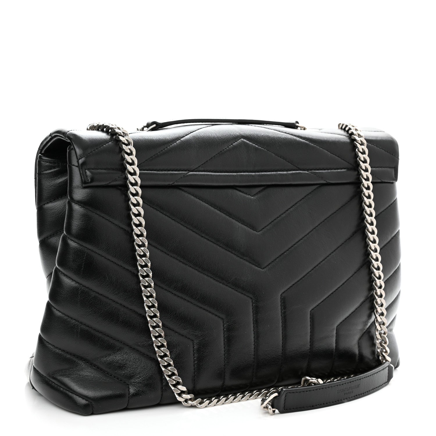 Saint Laurent Calfskin Y Quilted Monogram Medium Loulou Chain Satchel Black 3 of 11