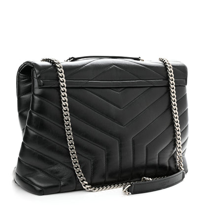 Saint Laurent Calfskin Y Quilted Monogram Medium Loulou Chain Satchel Black 3 of 11