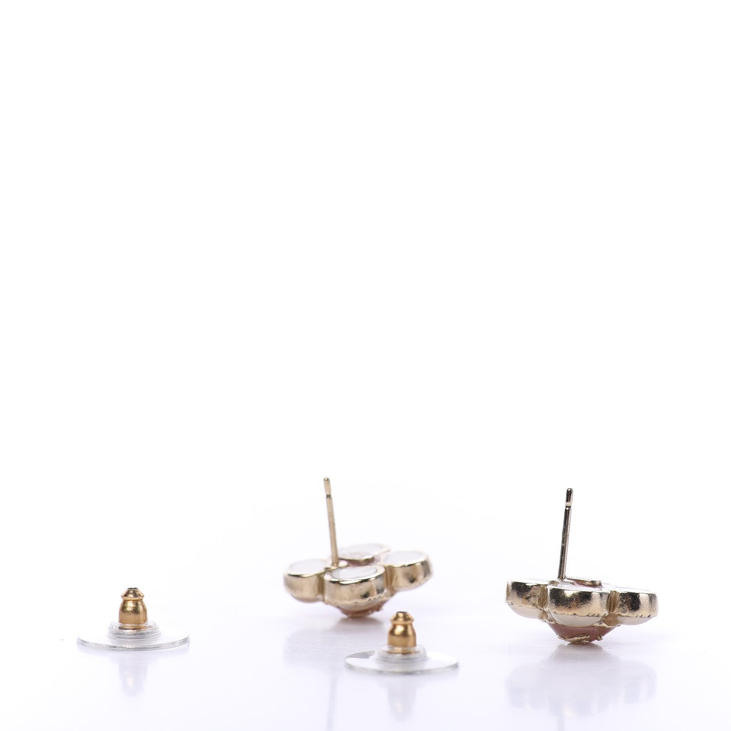 Chanel Enamel Flower CC Earrings Beige Pink 3 of 5