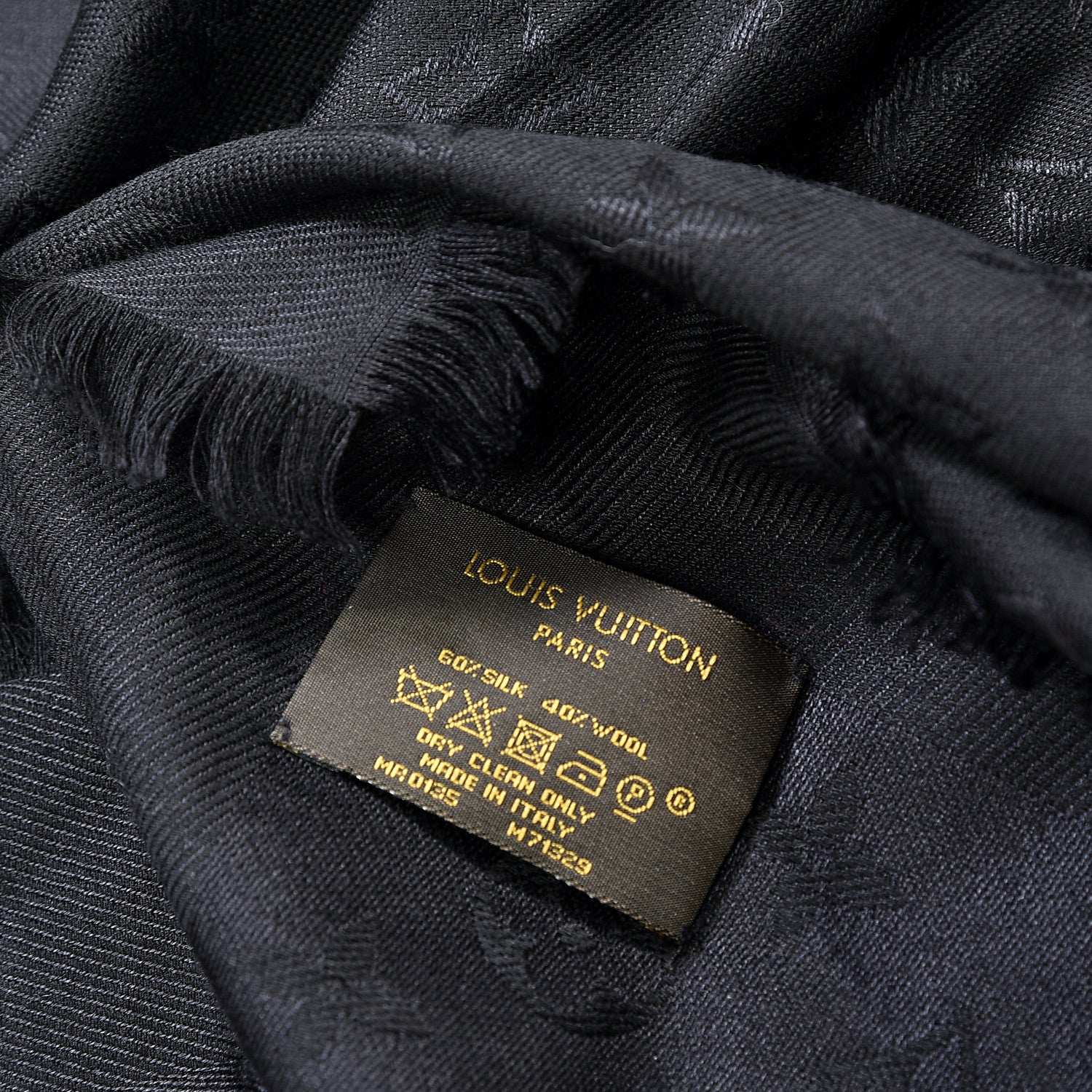 Louis Vuitton Silk Wool Monogram Shawl Anthracite 5 of 5