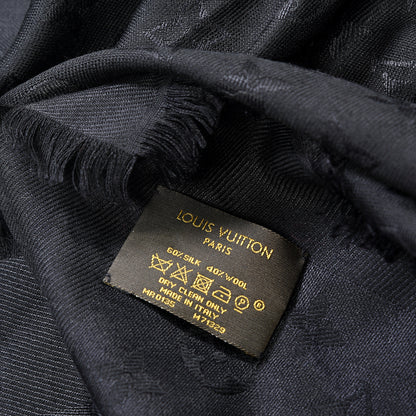 Louis Vuitton Silk Wool Monogram Shawl Anthracite 5 of 5