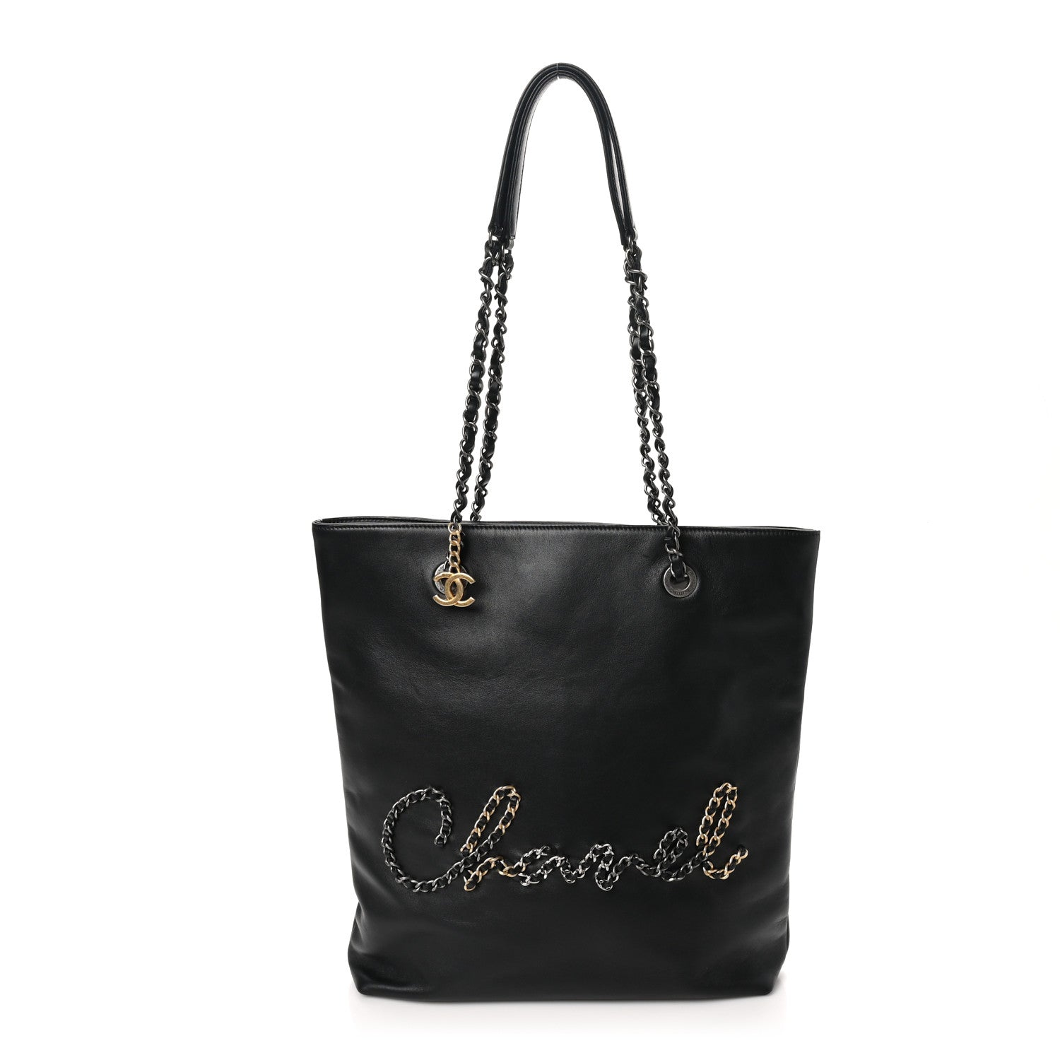 Chanel Calfskin Chain 20s Signature Tote Black 1 of 10