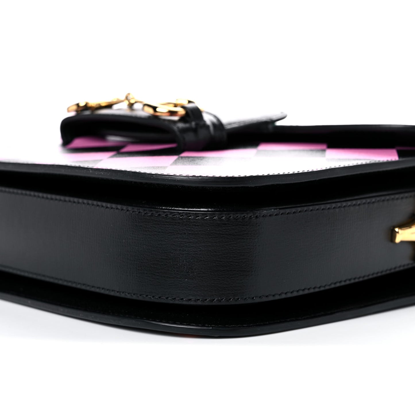 Textured Calfskin Geometric Print Horsebit 1955 Shoulder Bag Black Multicolor