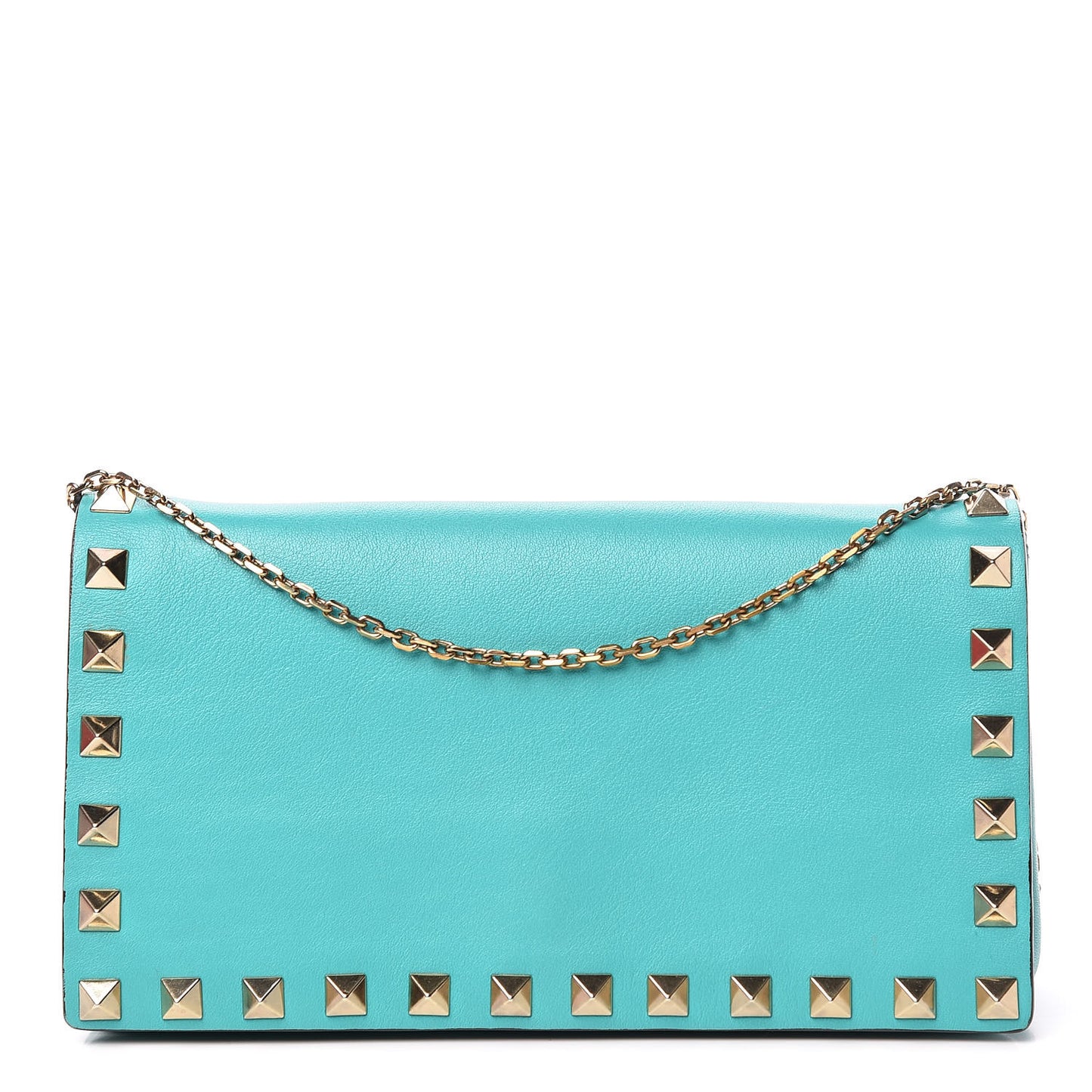 Vitello Small Rockstud Chain Flap Crossbody Bag Opaline Green