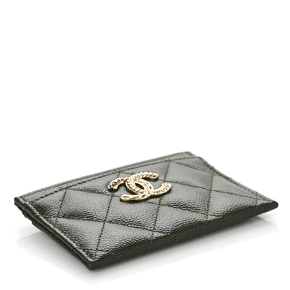 Chanel Caviar Quilted Chain CC Card Holder Khaki 4 of 8