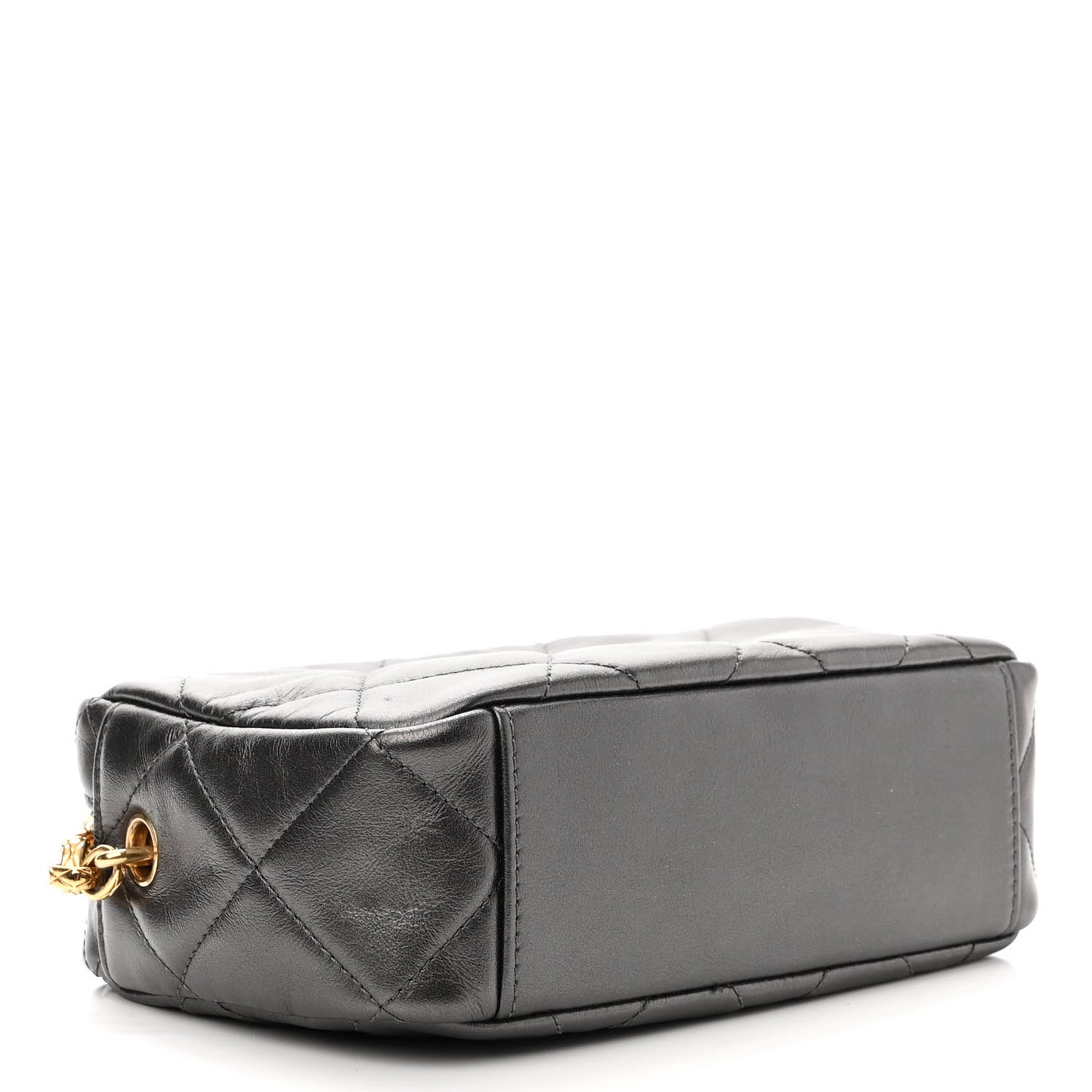 Metallic Calfskin Pearl Quilted CC Mini Camera Case Ruthenium