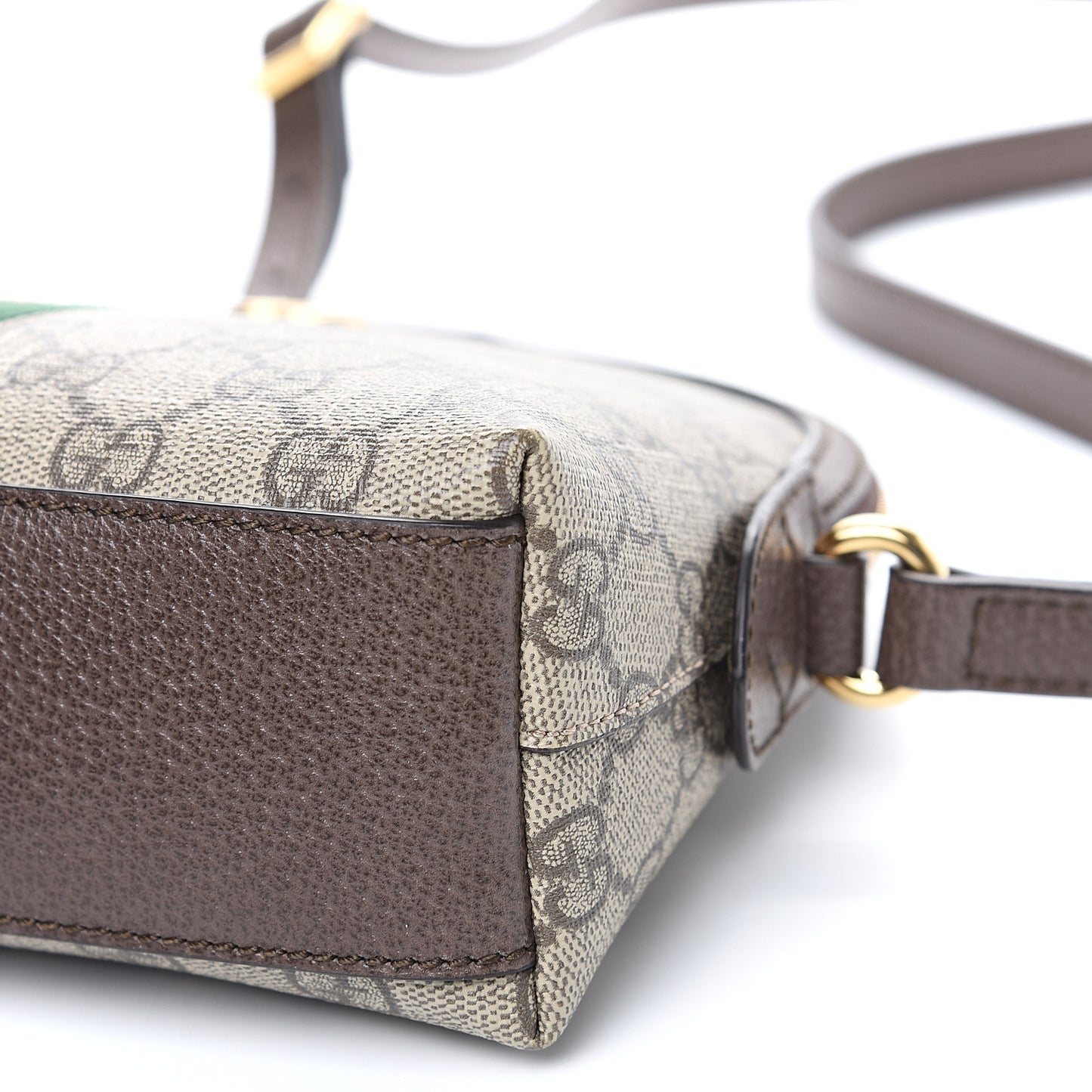 GG Supreme Monogram Textured Dollar Calfskin Web Small Ophidia Dome Shoulder Bag Beige Ebony New Acero