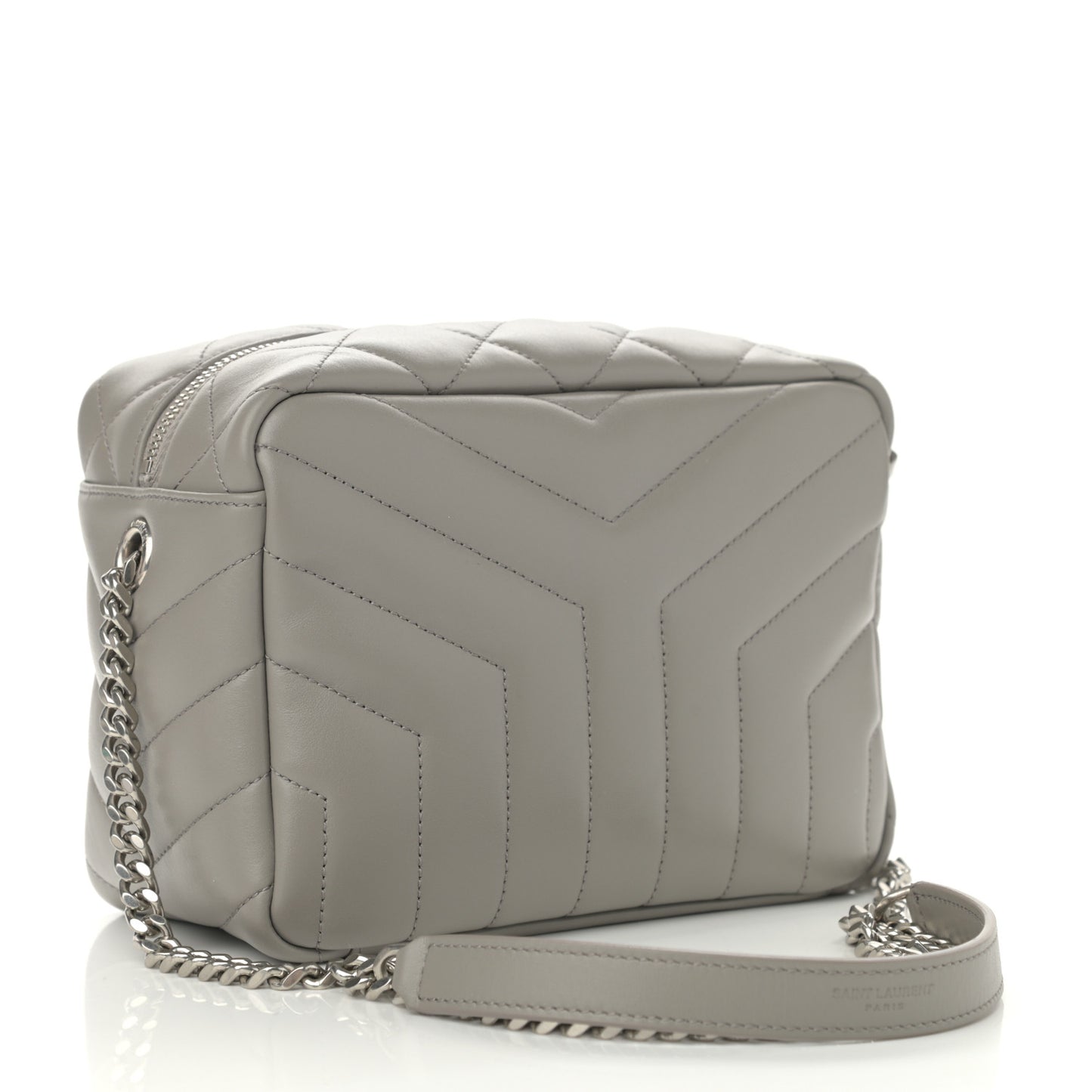 Calfskin Y Quilted Monogram Small Loulou Bowling Bag Light Gray
