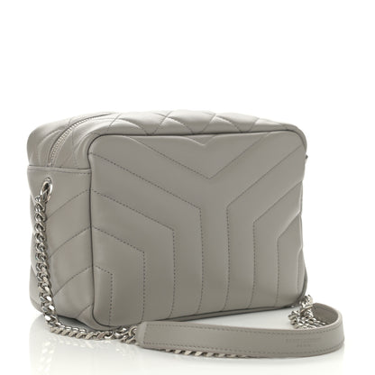 Saint Laurent Calfskin Y Quilted Monogram Small Loulou Bowling Bag Light Gray 3 of 11