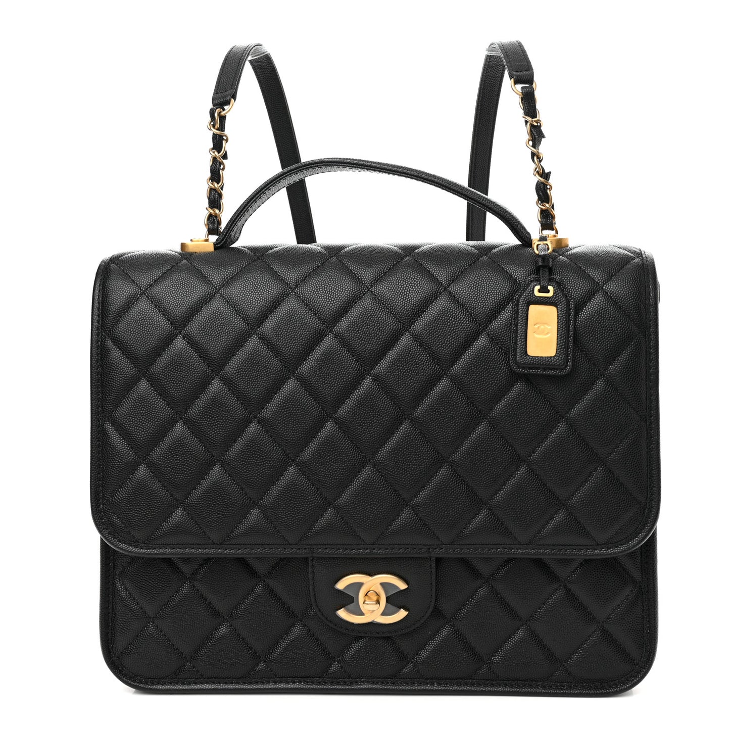 Caviar Quilted School Memory Backpack Black
