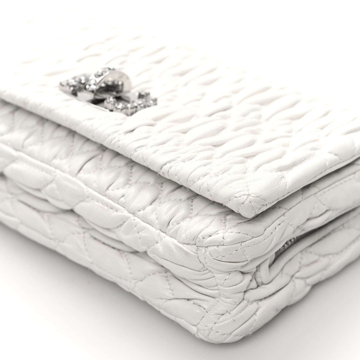 Miu Miu Nappa Matelasse Crystal Flap Clutch White 10 of 11