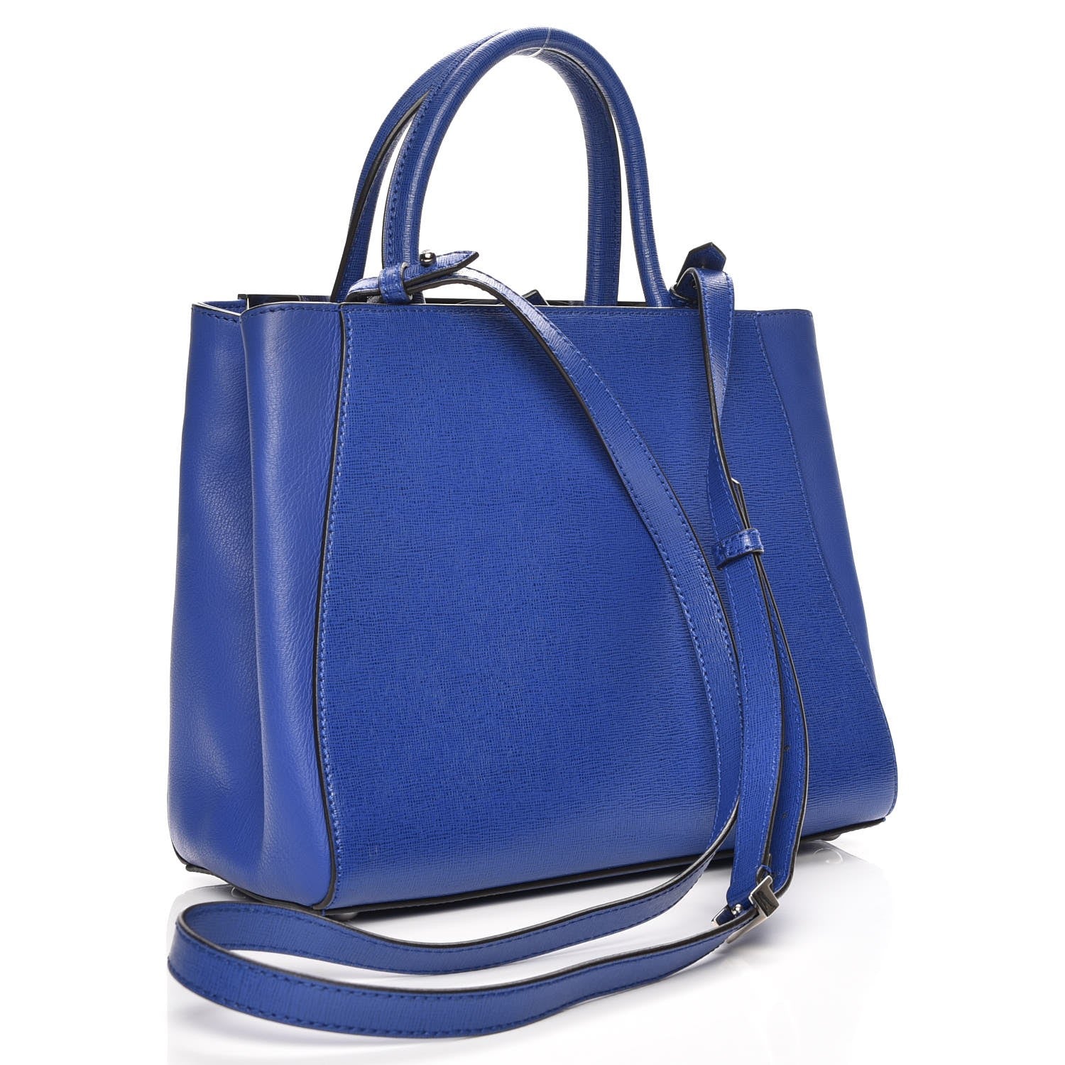 Fendi Vitello Elite Petite 2Jours Tote Blue Neon 4 of 8