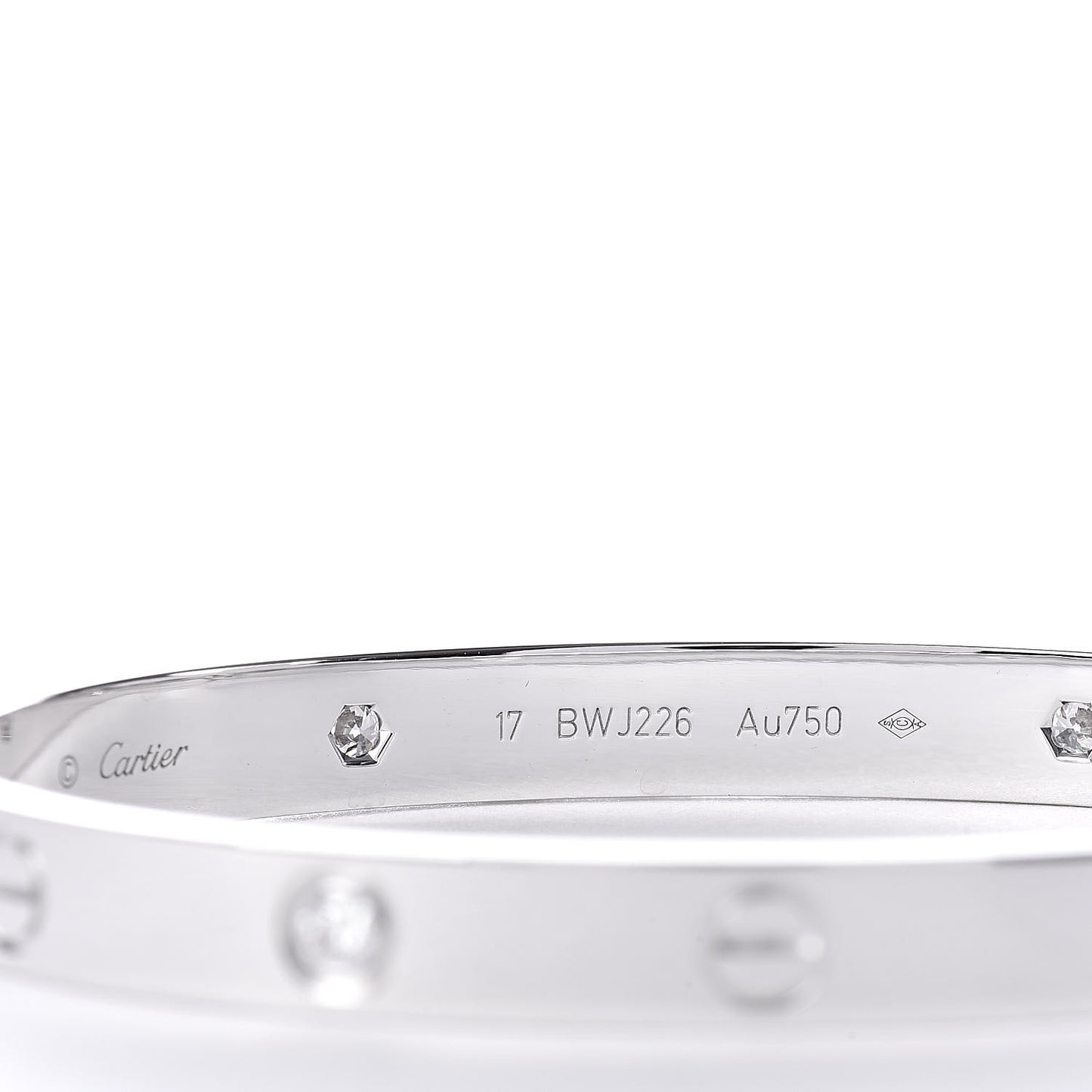 18K White Gold 4 Diamond LOVE Bracelet 17