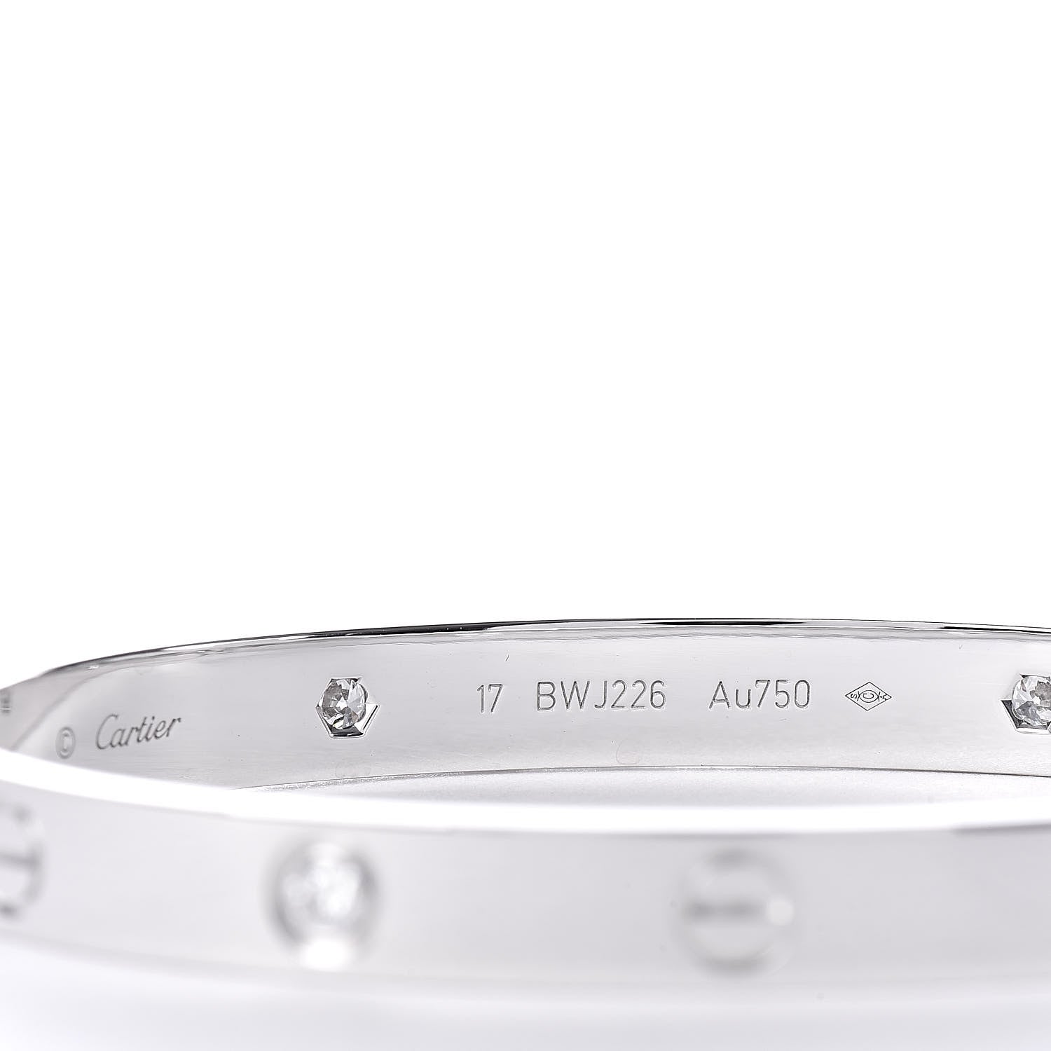 Cartier 18K White Gold 4 Diamond LOVE Bracelet 17 4 of 7