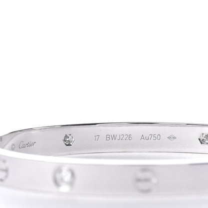 Cartier 18K White Gold 4 Diamond LOVE Bracelet 17 4 of 7