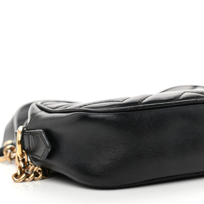 Gucci Calfskin Matelasse Mini GG Marmont Chain Shoulder Bag Black 9 of 17