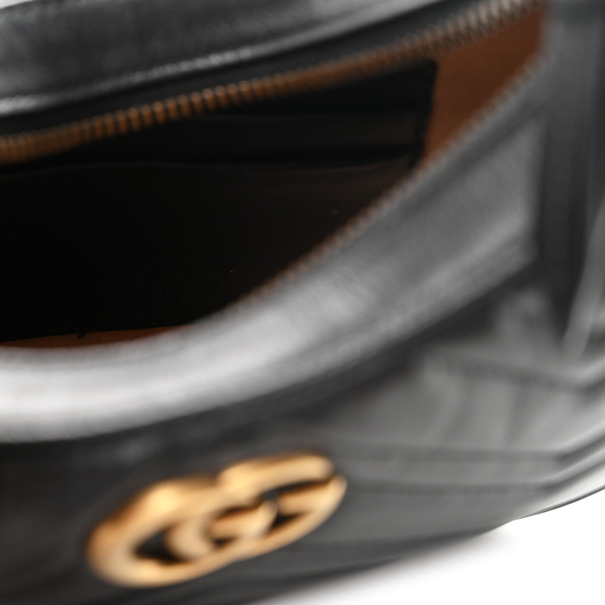 Gucci Calfskin Matelasse Chevron Mini GG Marmont Half Moon Hobo Black 5 of 11