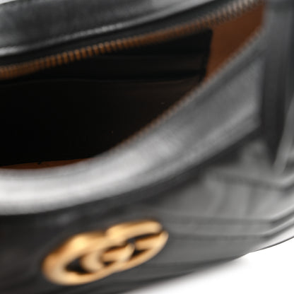 Gucci Calfskin Matelasse Chevron Mini GG Marmont Half Moon Hobo Black 5 of 11