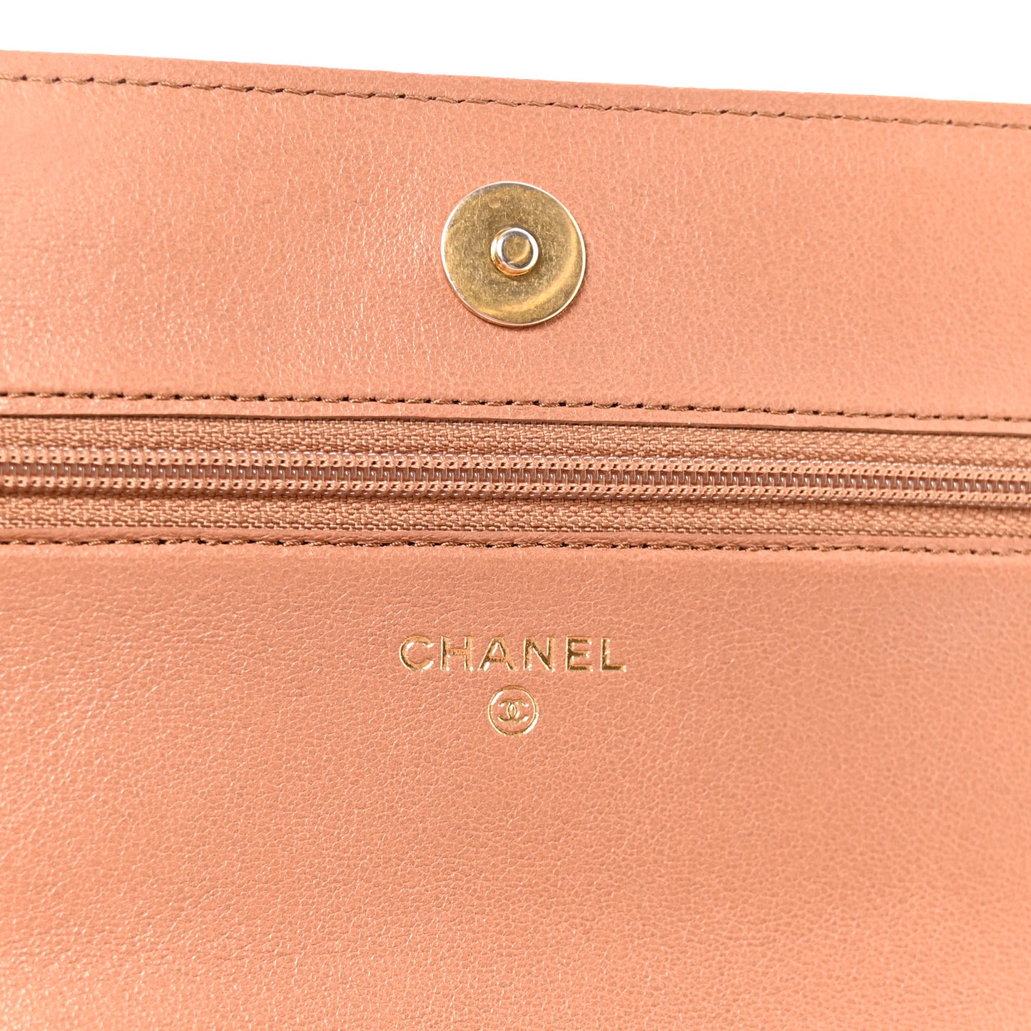 Lambskin Quilted Chanel 19 Wallet On Chain WOC Brown