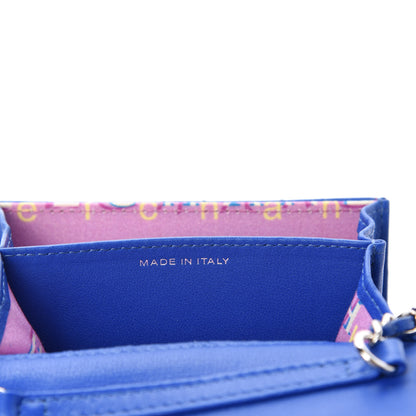 Chanel Lambskin Quilted Flap Card Holder On Chain Blue 9 of 11