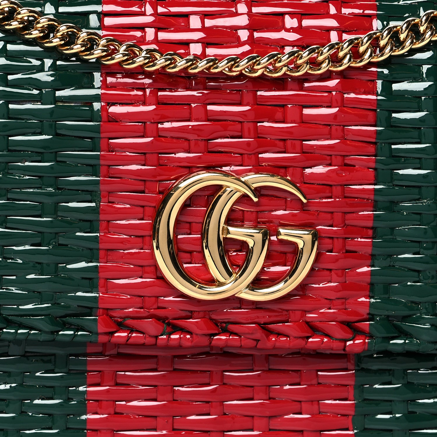 Gucci Glazed Wicker Stripe Small Cestino Shoulder Bag Green 9 of 11