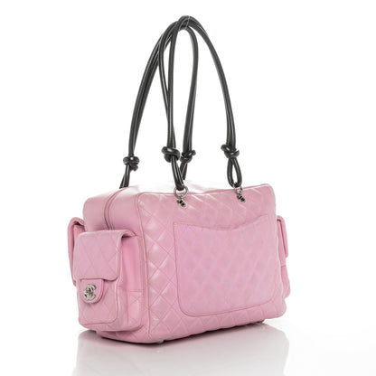 Chanel Calfskin Quilted Large Cambon Multipocket Reporter Pink Black 3 of 13