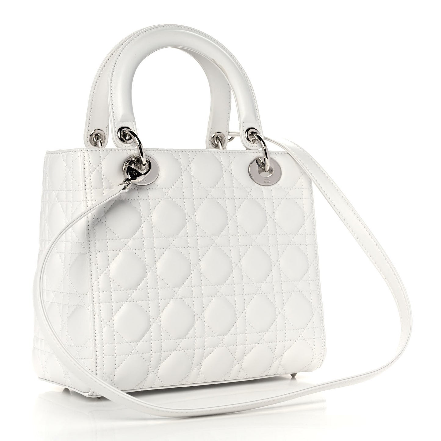 Lambskin Cannage Medium Lady Dior White