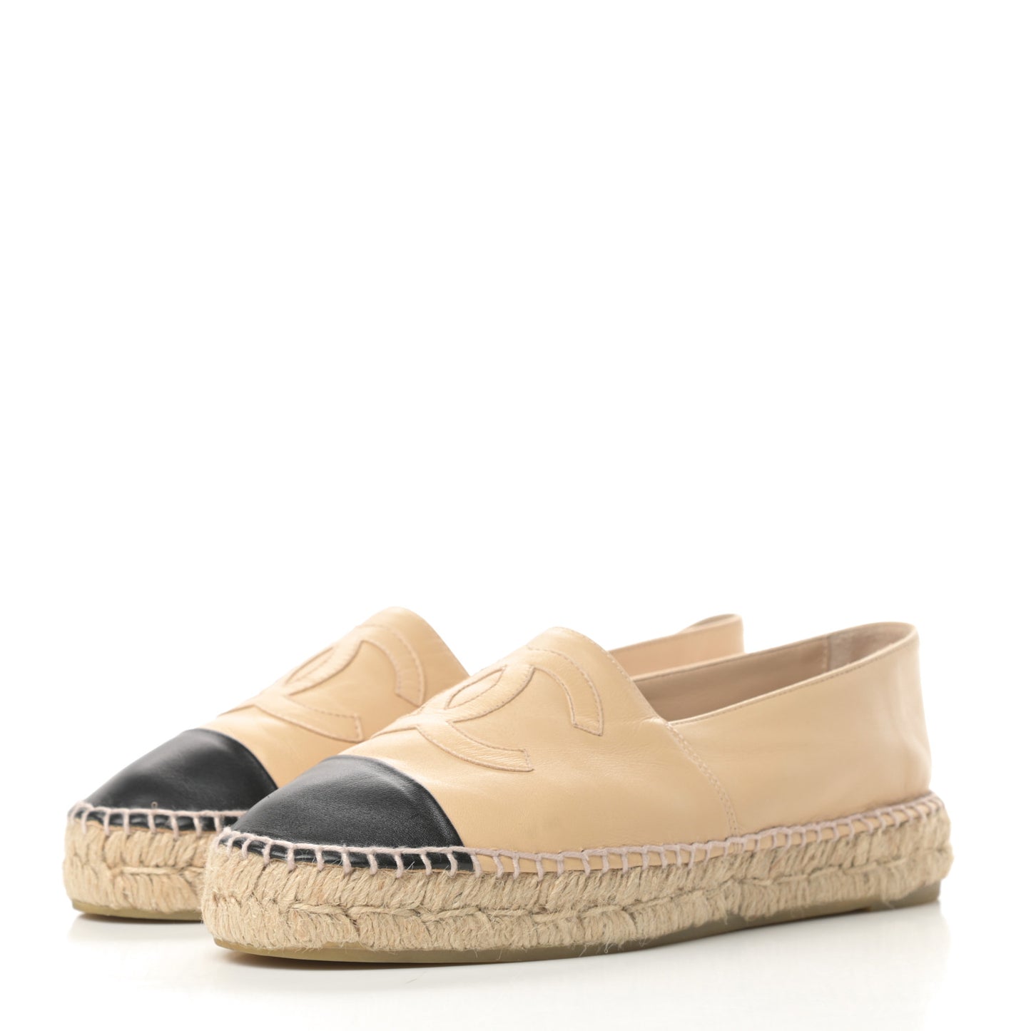 Lambskin CC Espadrilles 39 Beige Black