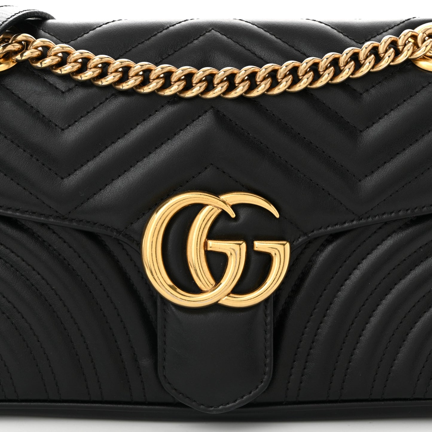 Calfskin Matelasse Small GG Marmont Shoulder Bag Black