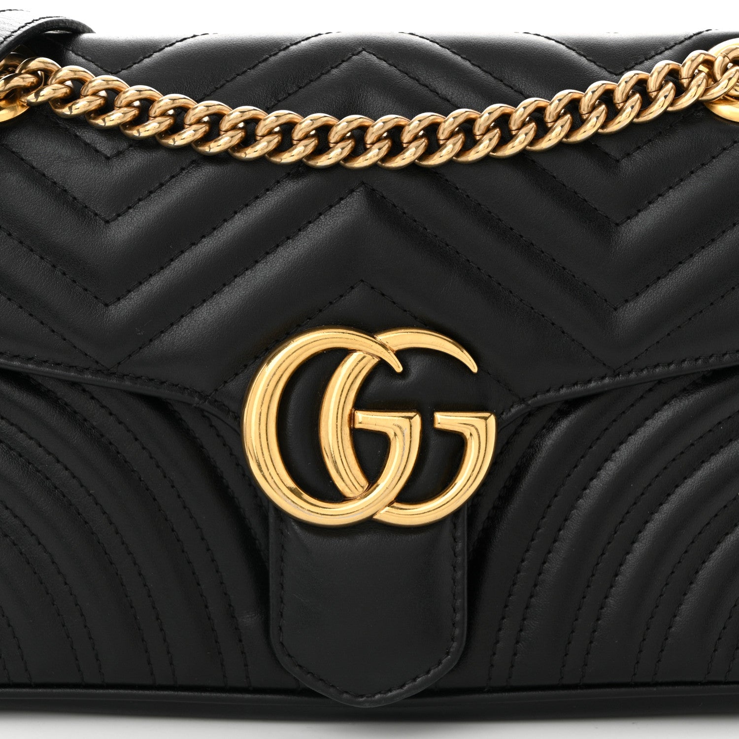 Gucci Calfskin Matelasse Small GG Marmont Shoulder Bag Black 8 of 10