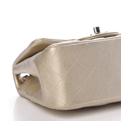 Chanel Metallic Caviar Quilted Mini Square Flap Light Gold 9 of 10