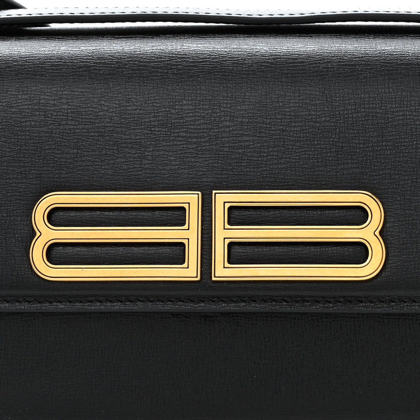 Calfskin Stripe Embossed Small Gossip Bag Black