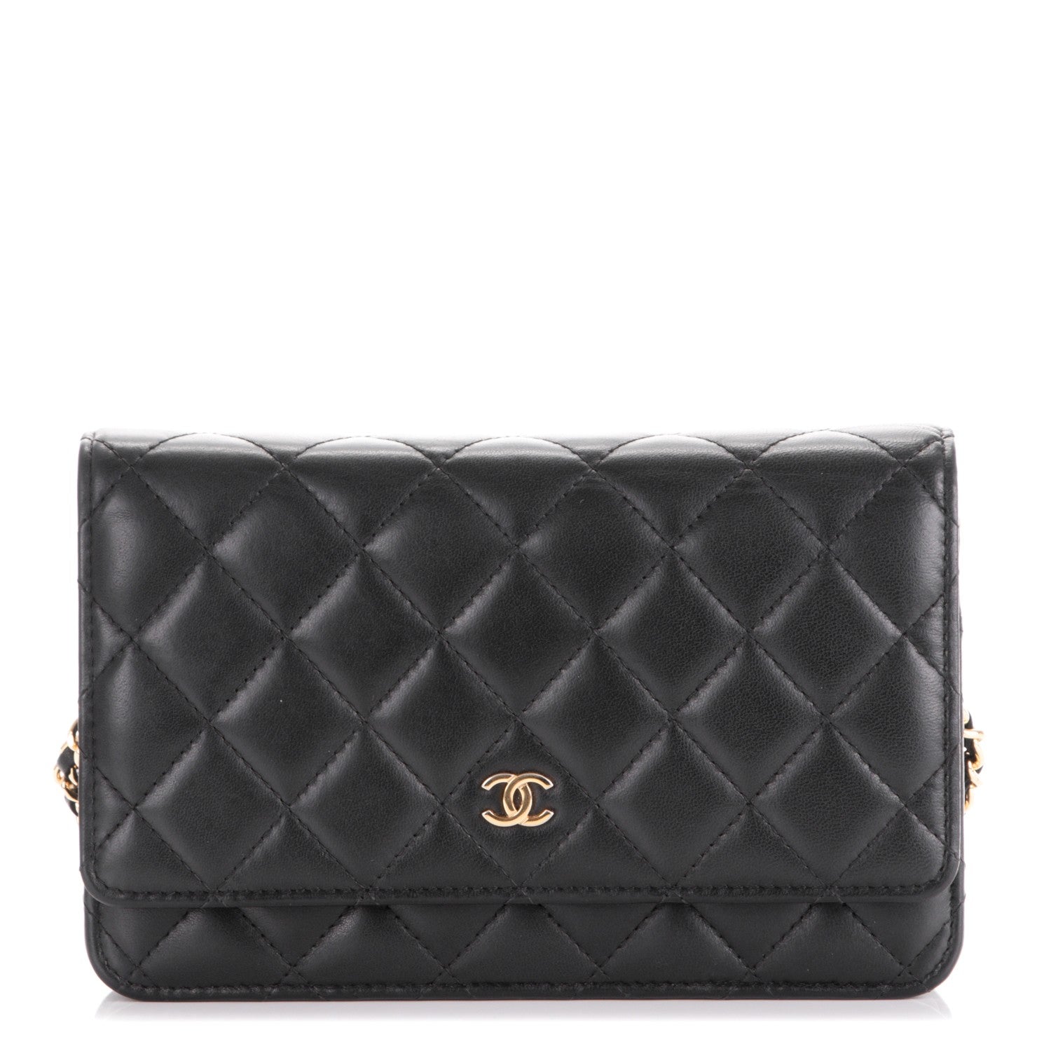 Chanel Lambskin Quilted Wallet On Chain WOC Black 1 of 10
