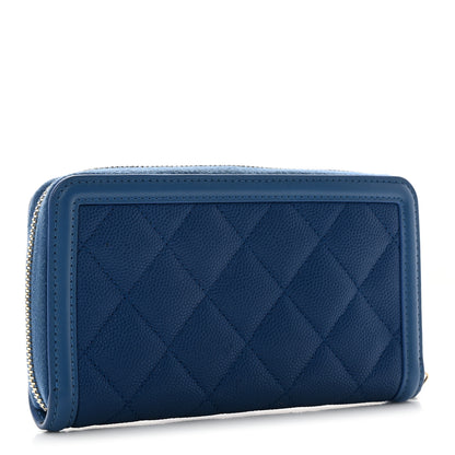 Chanel Caviar Quilted Medium Filigree Zip Around Wallet Dark Blue 3 of 11