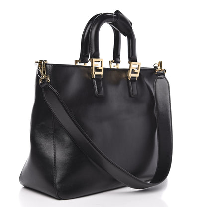 Fendi Vitello Glacier Medium FF Tote Black 3 of 11