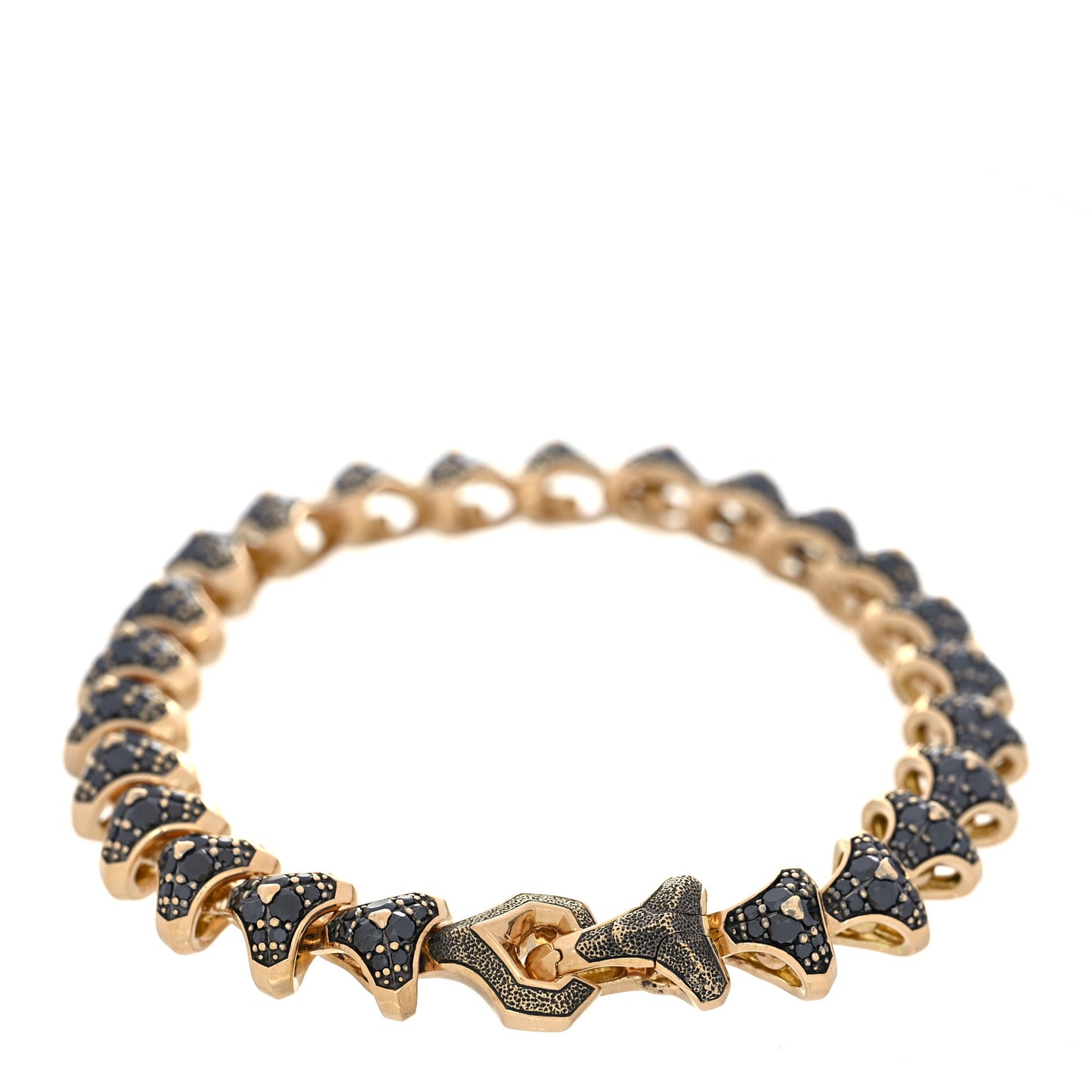 18K Yellow Gold Black Diamond Armory Link Bracelet