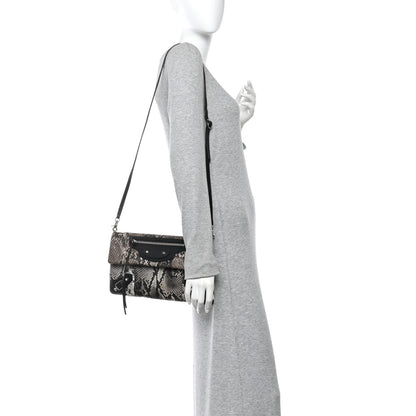 Balenciaga Snakeskin Classic Silver Hardware Envelope Strap Clutch 2 of 12