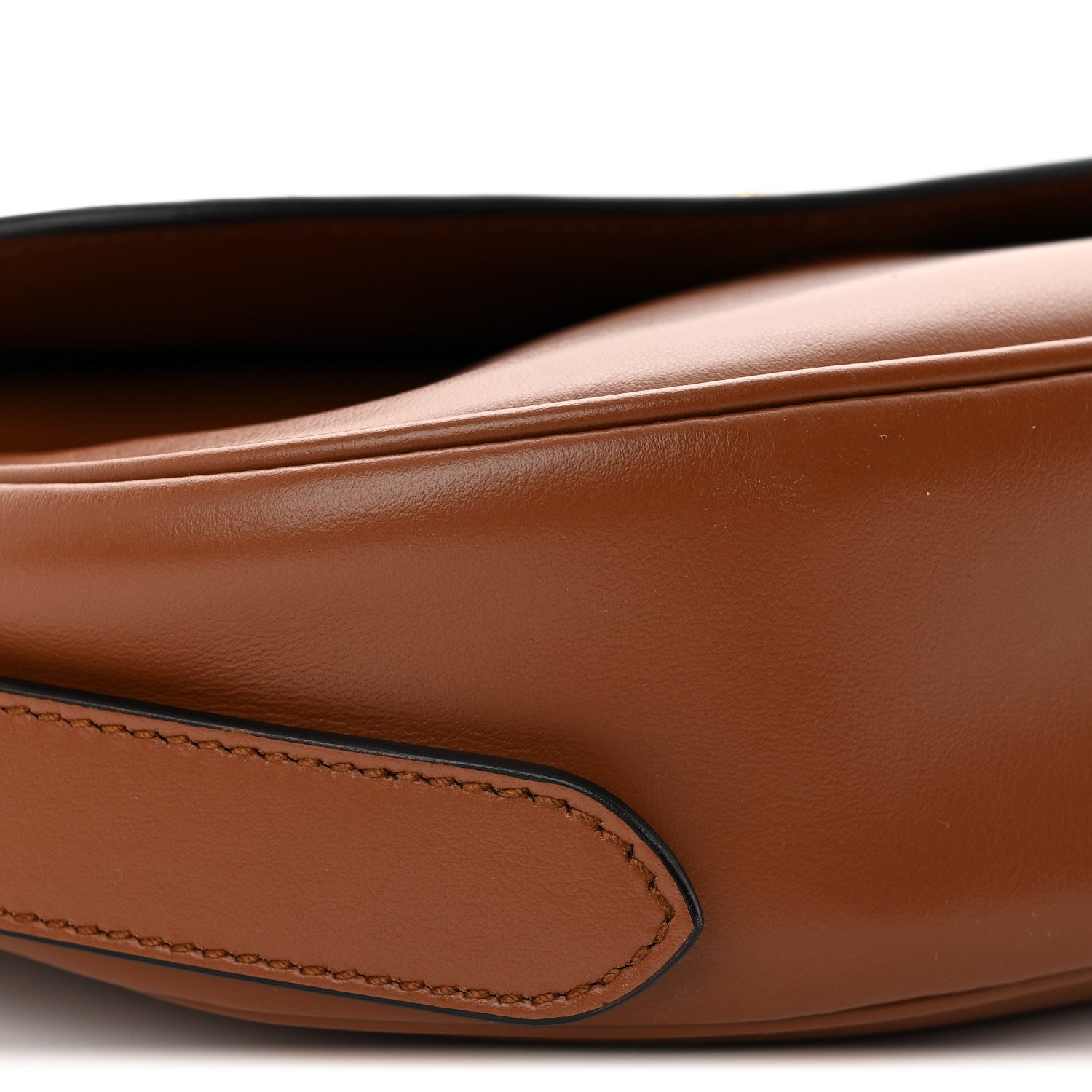 Prada Soft Calfskin Traingle Arque Flap Shoulder Bag Cognac 8 of 10