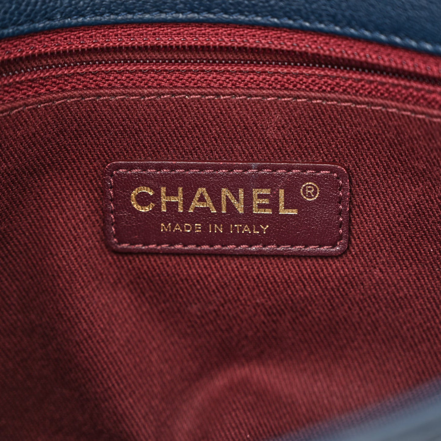 Patent Goatskin Quilted Medium CC Eyelet Flap Blue