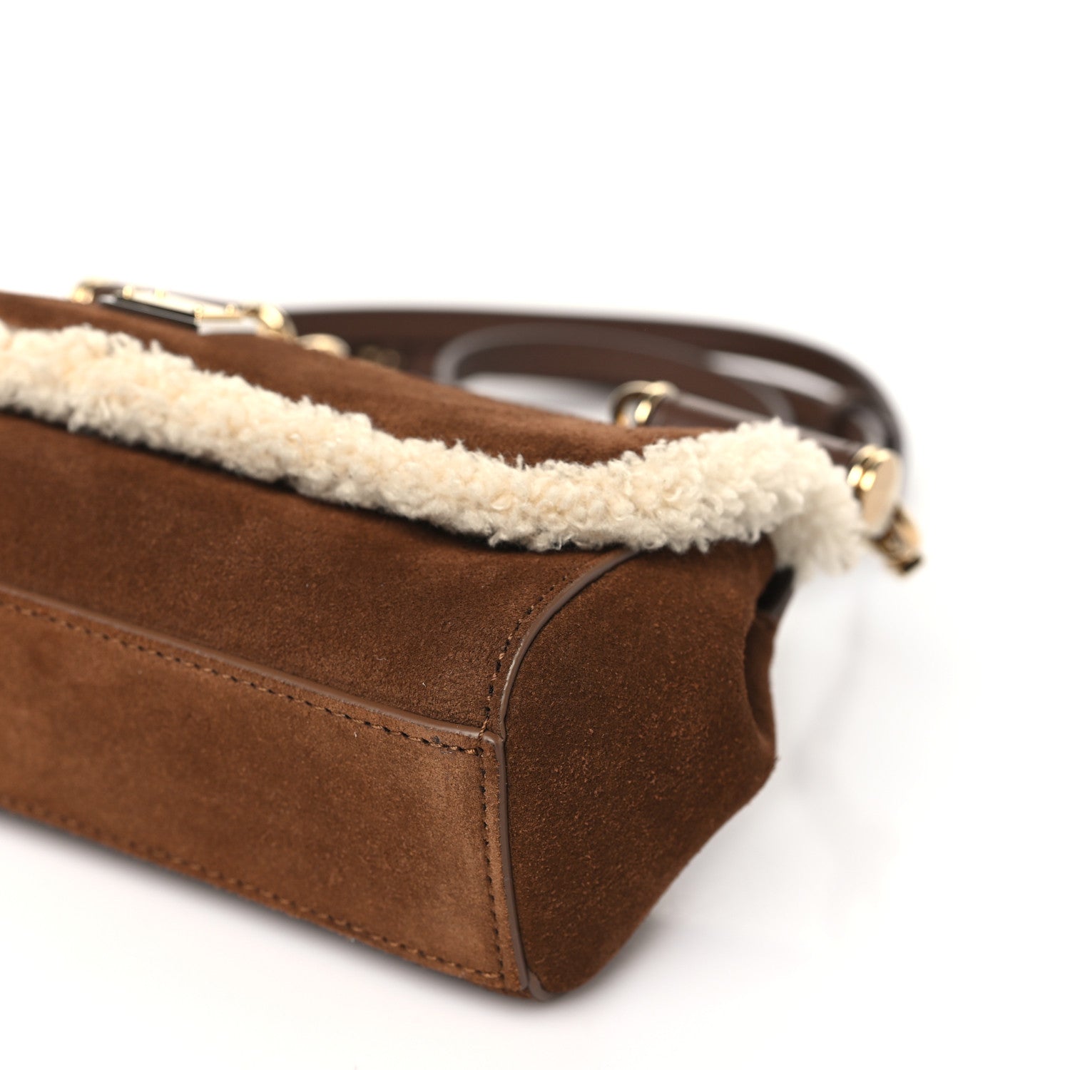 Dolce & Gabbana Suede Shearling Small Miss Sicily Satchel Marrone Caffe Latte 8 of 8