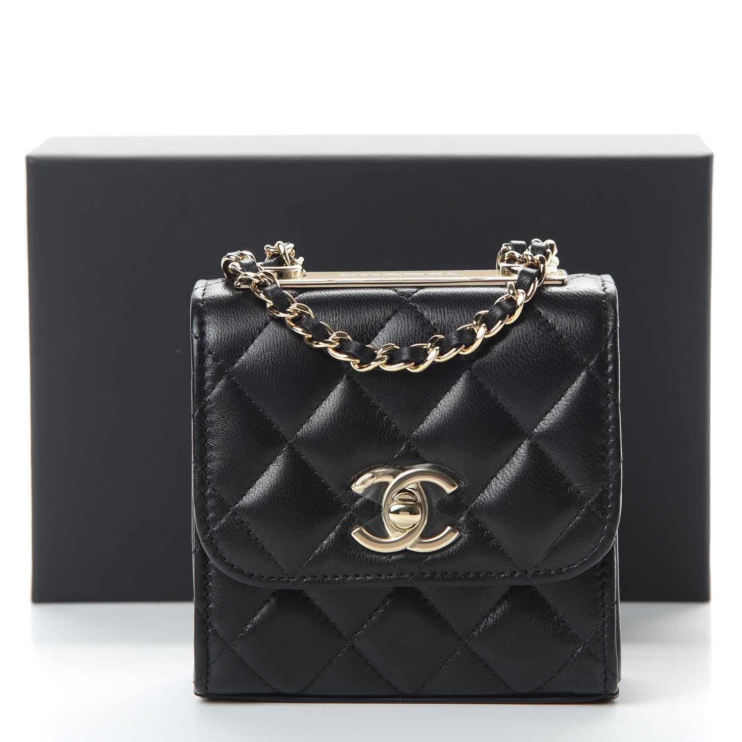 Chanel Lambskin Quilted Mini Trendy CC Chain Wallet Black 11 of 11