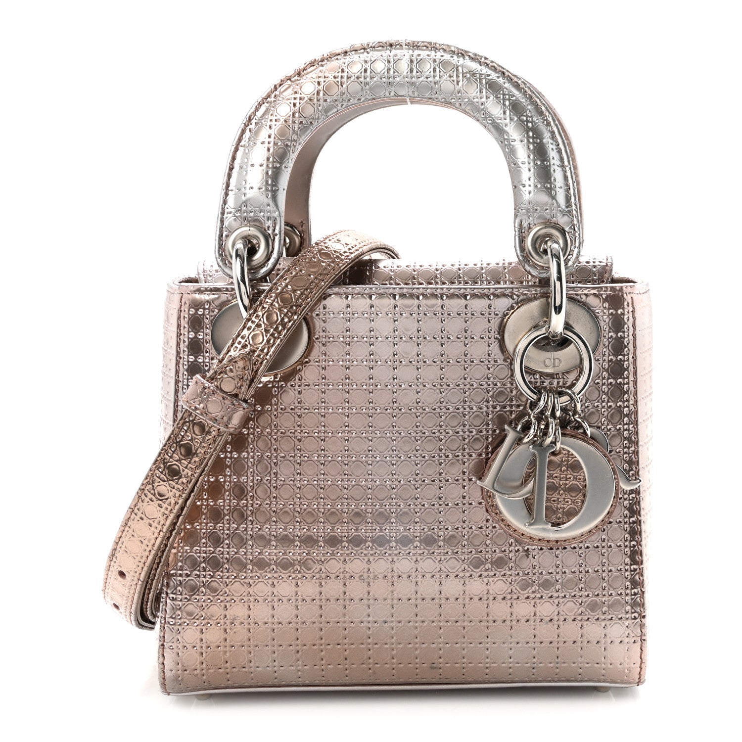 Christian Dior Metallic Patent Micro-Cannage Mini Lady Dior Hyper