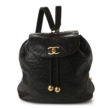 Chanel Lambskin Quilted Tassel Drawstring Backpack Dark Bown 1 of 15