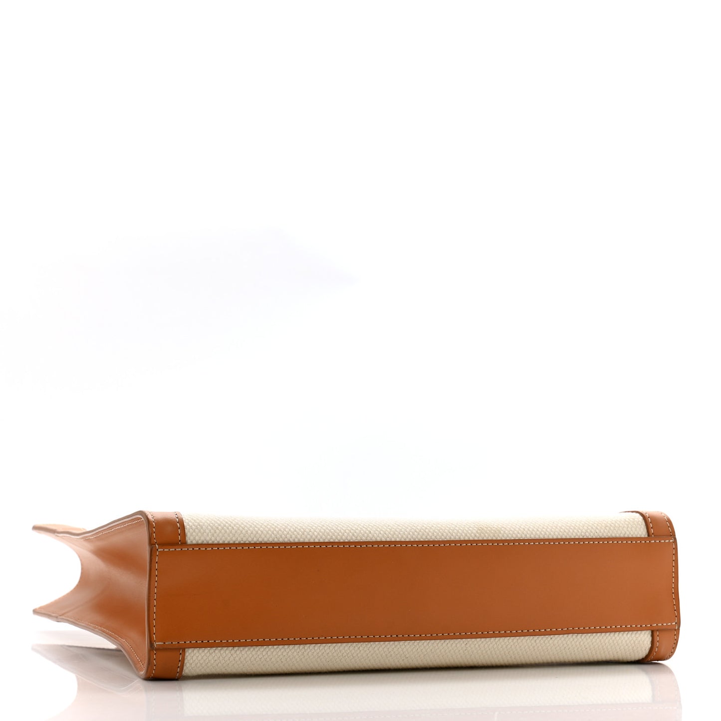 Canvas Calfskin Logo Print Small Vertical Cabas Natural Tan