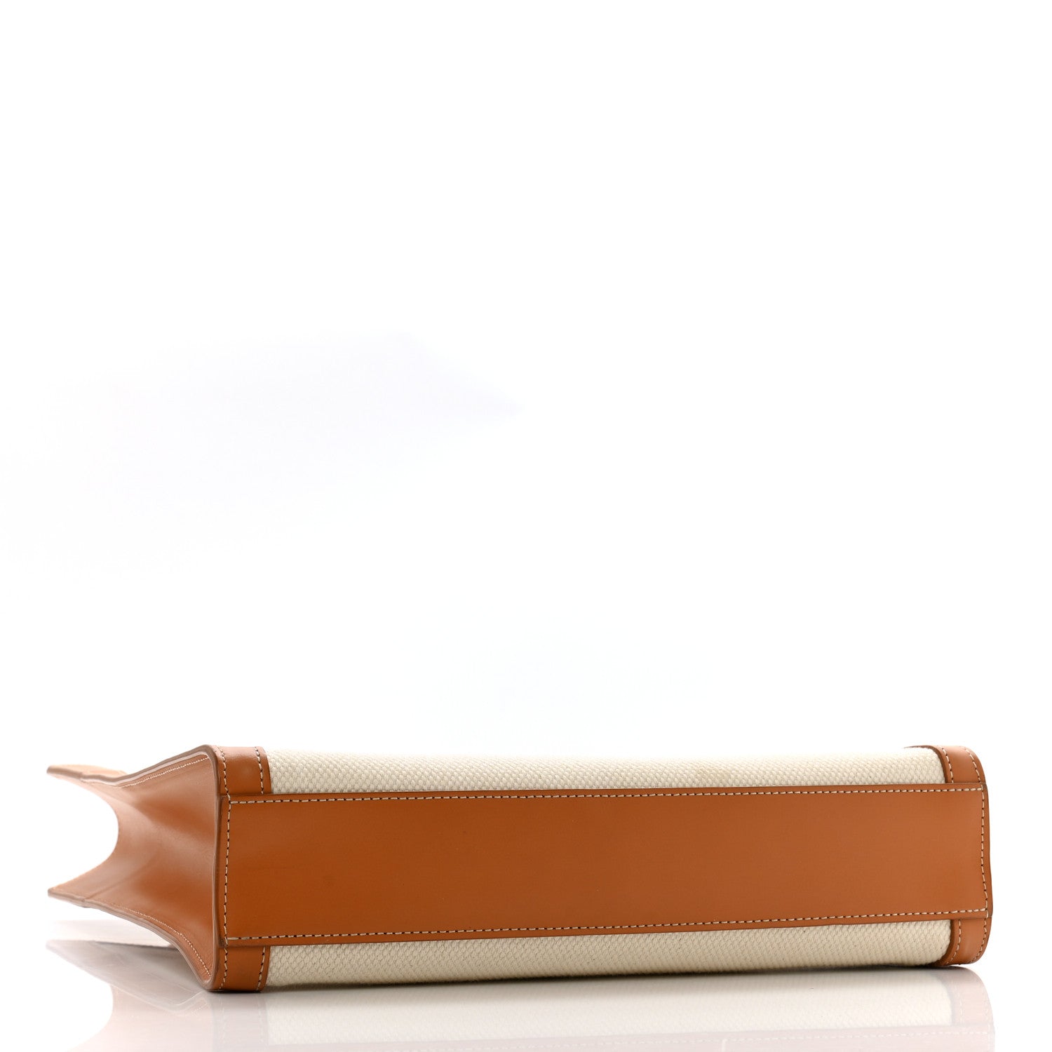 Celine Canvas Calfskin Logo Print Small Vertical Cabas Natural Tan 4 of 14