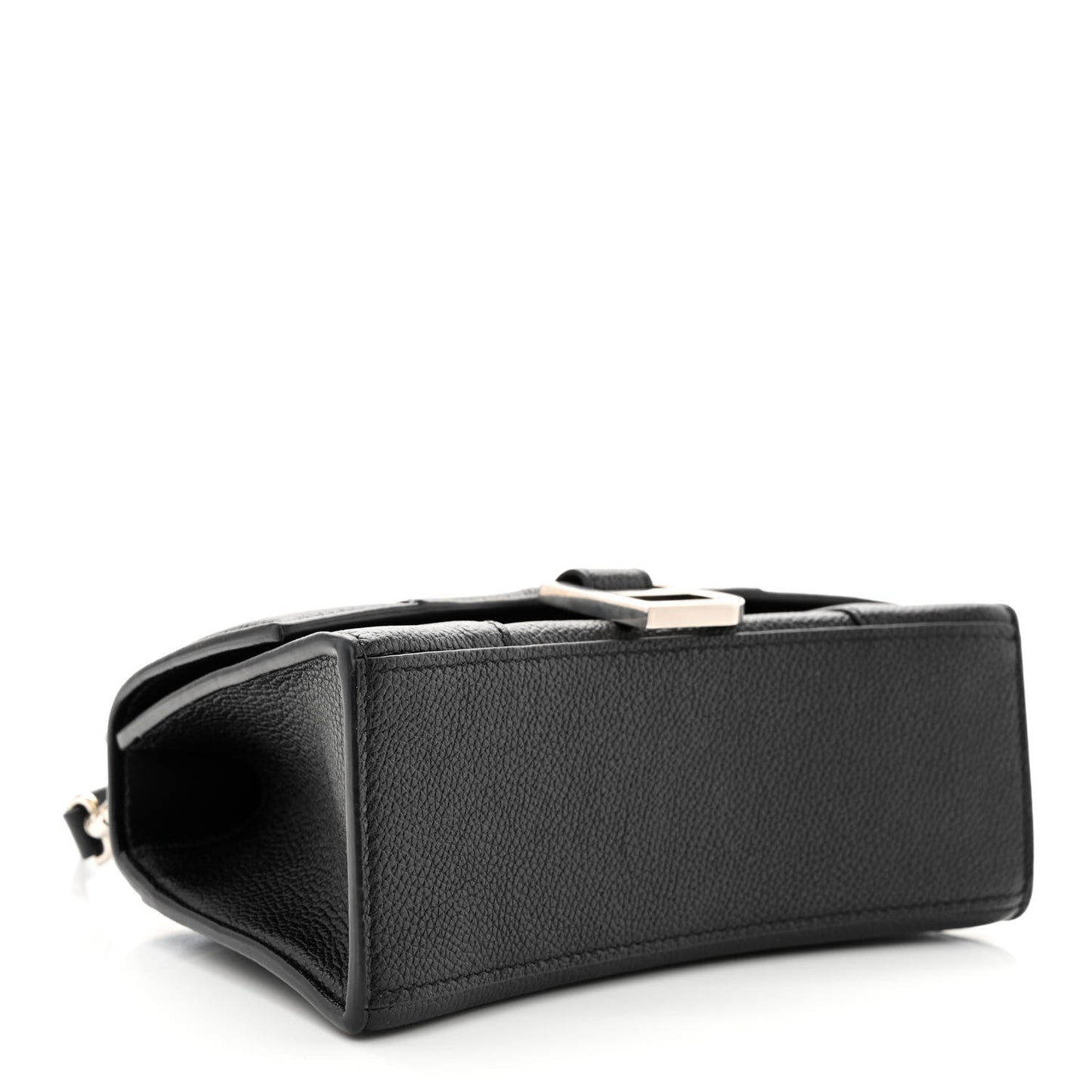 Grained Calfskin Hourglass Top Handle Bag XS Black