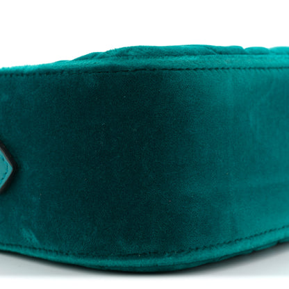 Gucci Velvet Matelasse Small GG Marmont Chain Shoulder Bag Pavone Cyan 9 of 10