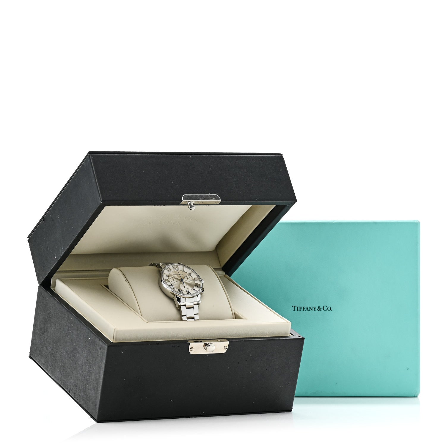 Tiffany 箱 Tiffany Stainless Steel Diamond Bezel 36mm Atlas Dome Chronograph