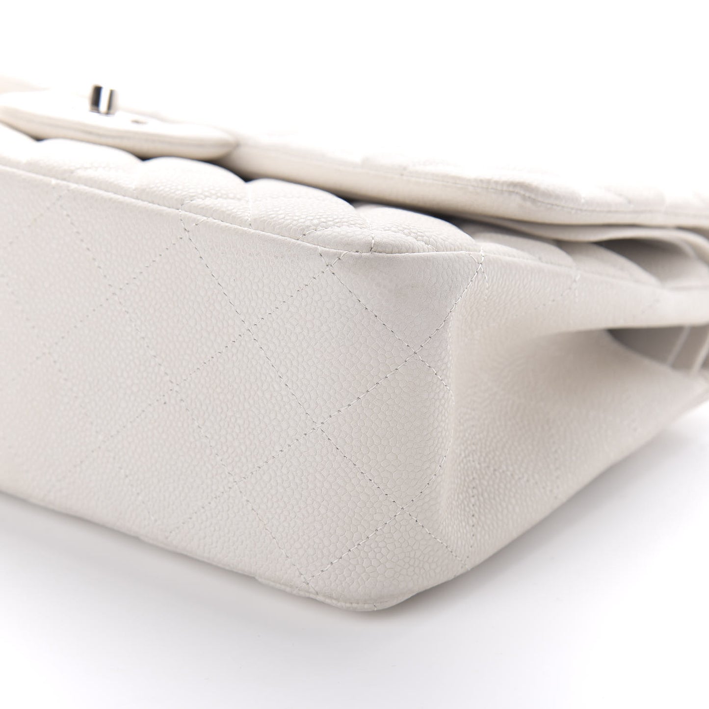 Caviar Quilted Jumbo Double Flap White